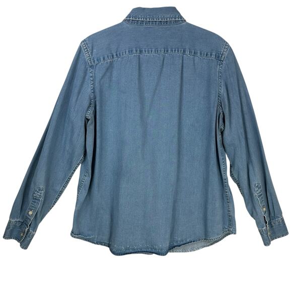 Vtg Ralph Lauren Jeans Co Denim Shirt Top Womens Large Distressed Button Up LS - Picture 8 of 11